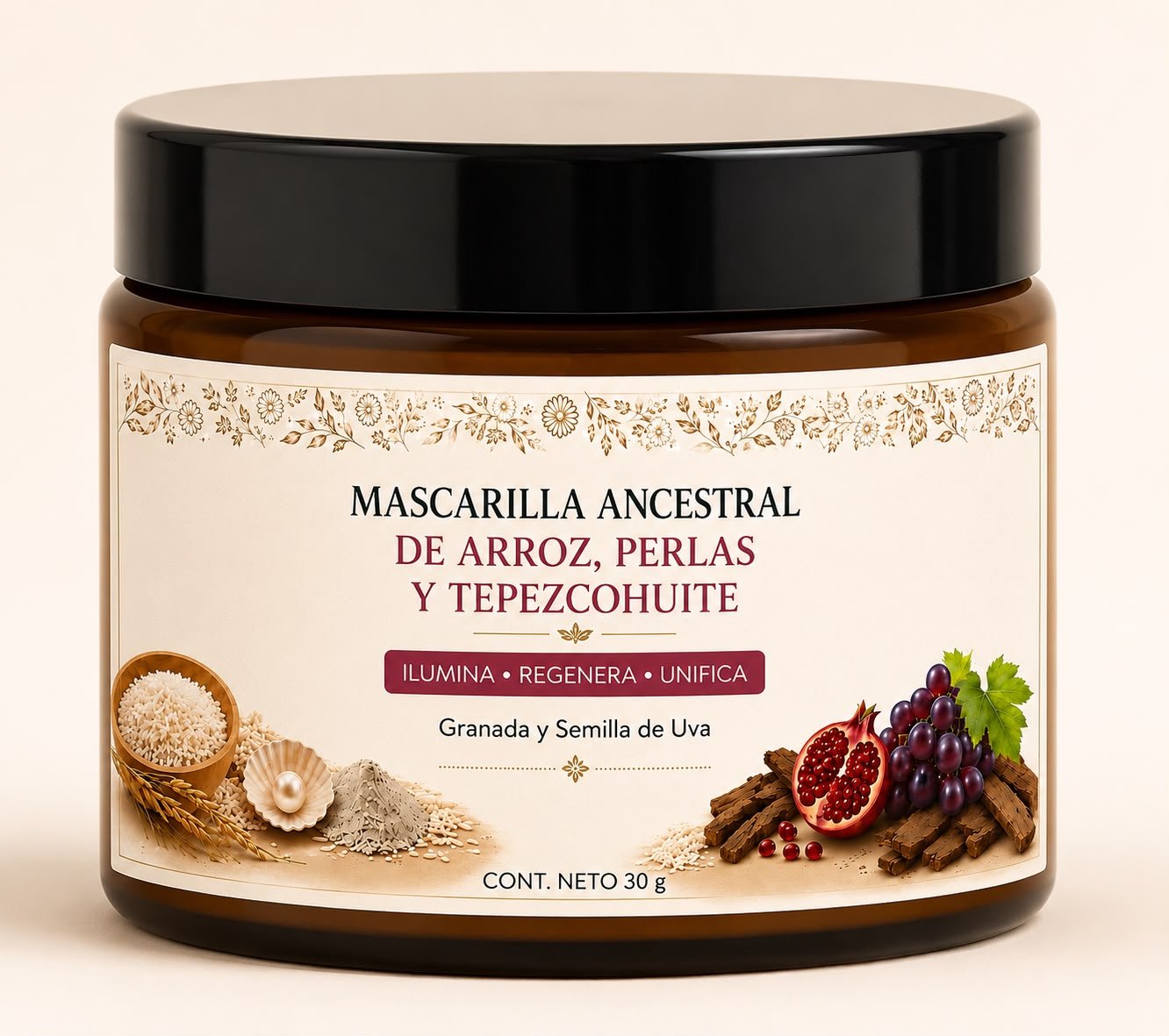 MASCARILLA ANCESTRAL DE ARROZ, PERLAS Y TEPEZCOHUITE